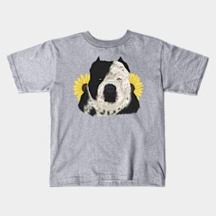 Ticked American Bully with Sunflowers Kids T-Shirt